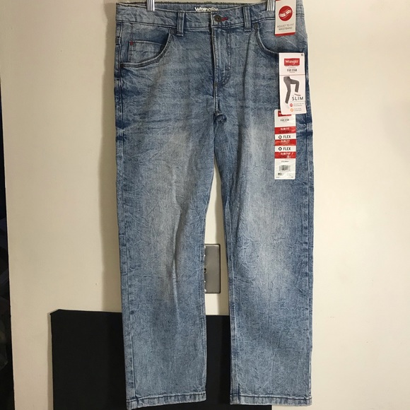 WRANGLER FIVE STAR SLIM FIT JEANS 12 HUSKY ADJUSTABLE WAISTBAND - Picture 1 of 8